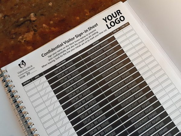 GDPR Compliant Personalised Sign-In Visitor Sheet Book (10 Pack). Perfect for Nursing Homes and Business’s using single sign in’s, (Discounted) (1,800 names per book – 18,000 names x10 books)