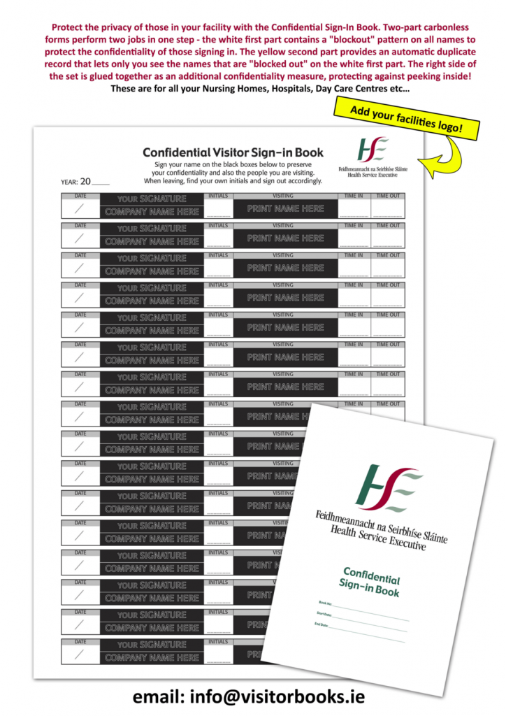 GDPR Compliant Personalised Sign in Book, (800 Names), For Visitor & Contractor. (10+ Pack