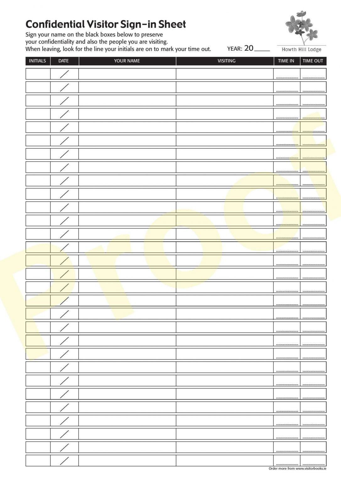 GDPR Compliant Personalised SignIn Visitor Sheet Book (10 Pack